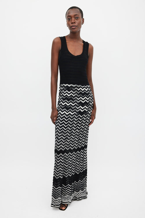 M Missoni Black & White Knit Maxi Dress