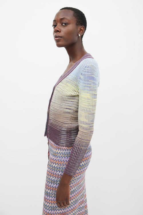 M Missoni Light Blue & Multicolour Gradient Wool Cardigan