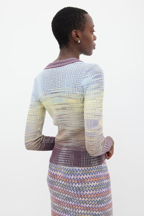 M Missoni Light Blue & Multicolour Gradient Wool Cardigan