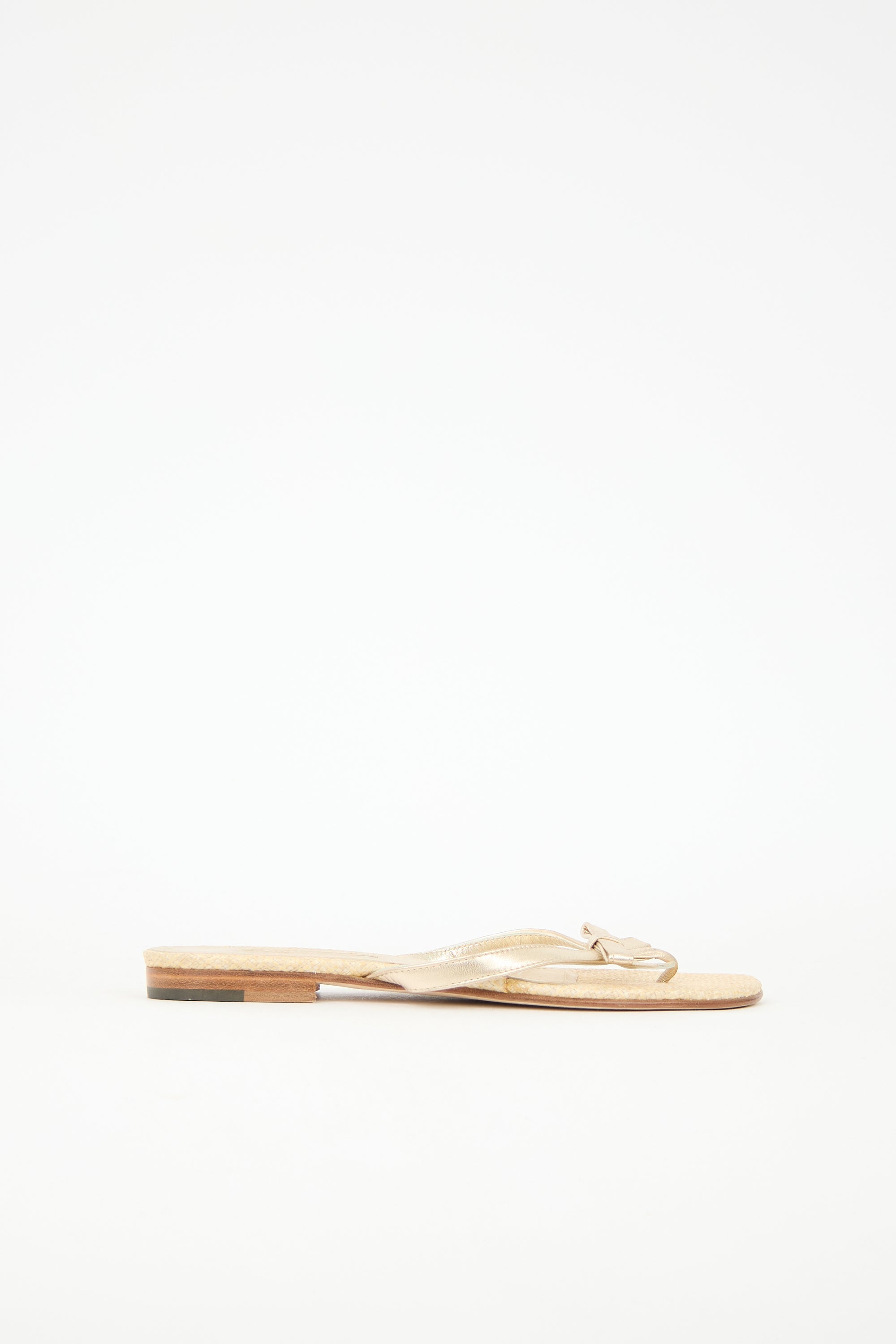 Manolo Blahnik Leather Bow Sandal