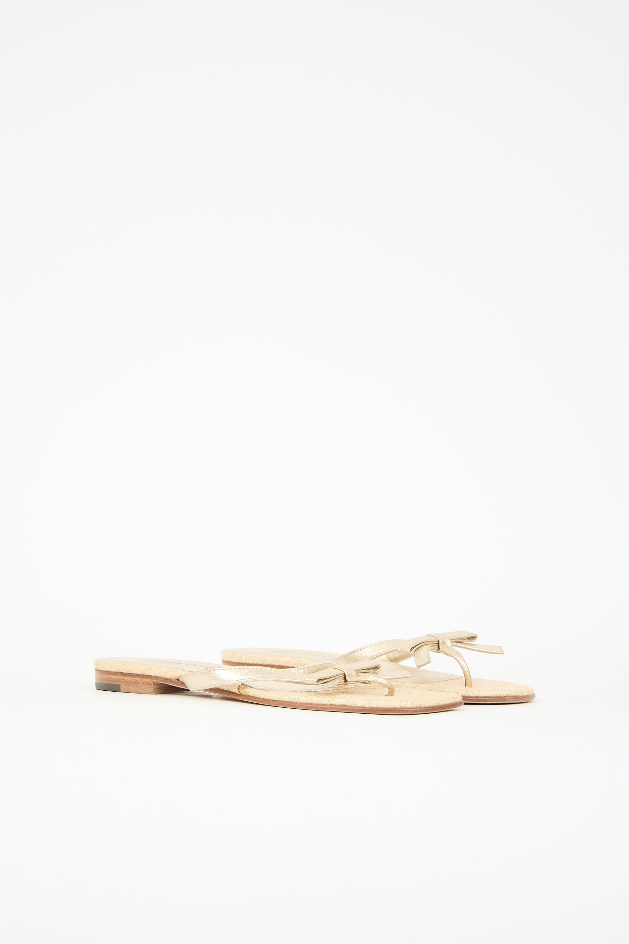 Manolo Blahnik Leather Bow Sandal