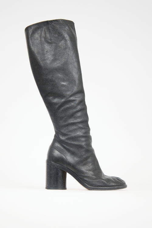 Maison Margiela Leather Knee High Tabi Boot