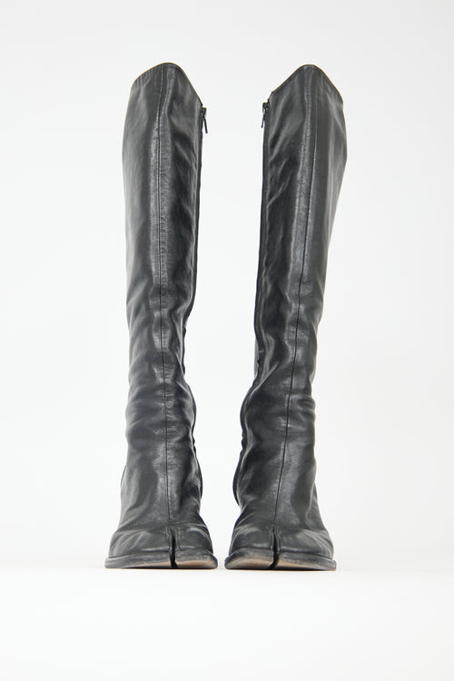 Maison Margiela Leather Knee High Tabi Boot