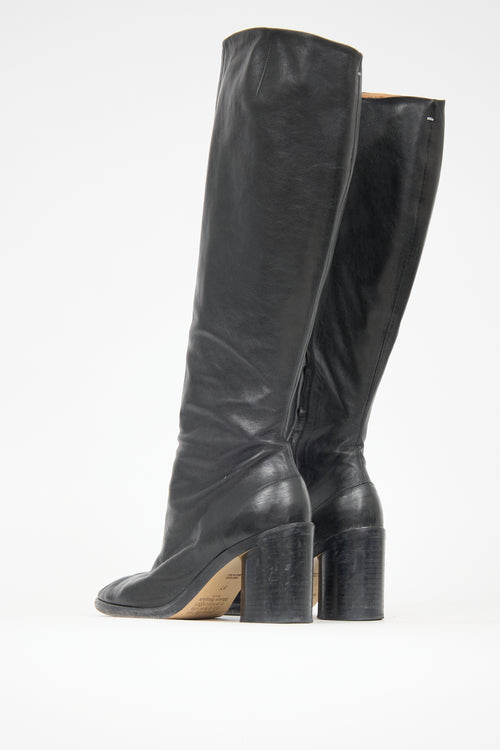 Maison Margiela Leather Knee High Tabi Boot