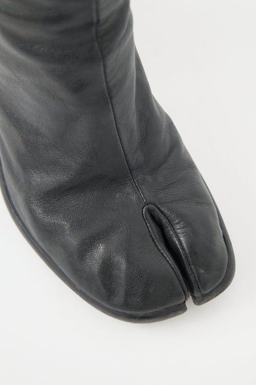 Maison Margiela Leather Knee High Tabi Boot