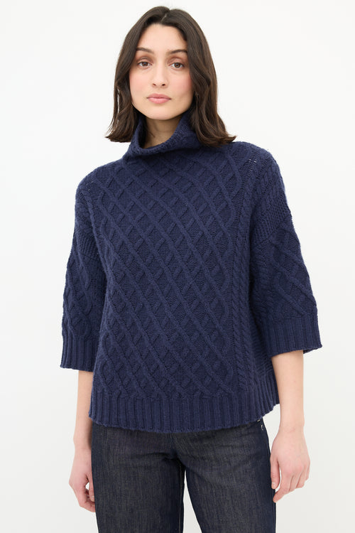 Max Mara Cable Knit Turtleneck Sweater