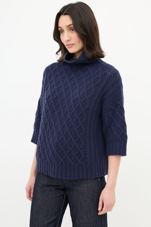 Max Mara Cable Knit Turtleneck Sweater