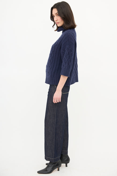 Max Mara Cable Knit Turtleneck Sweater