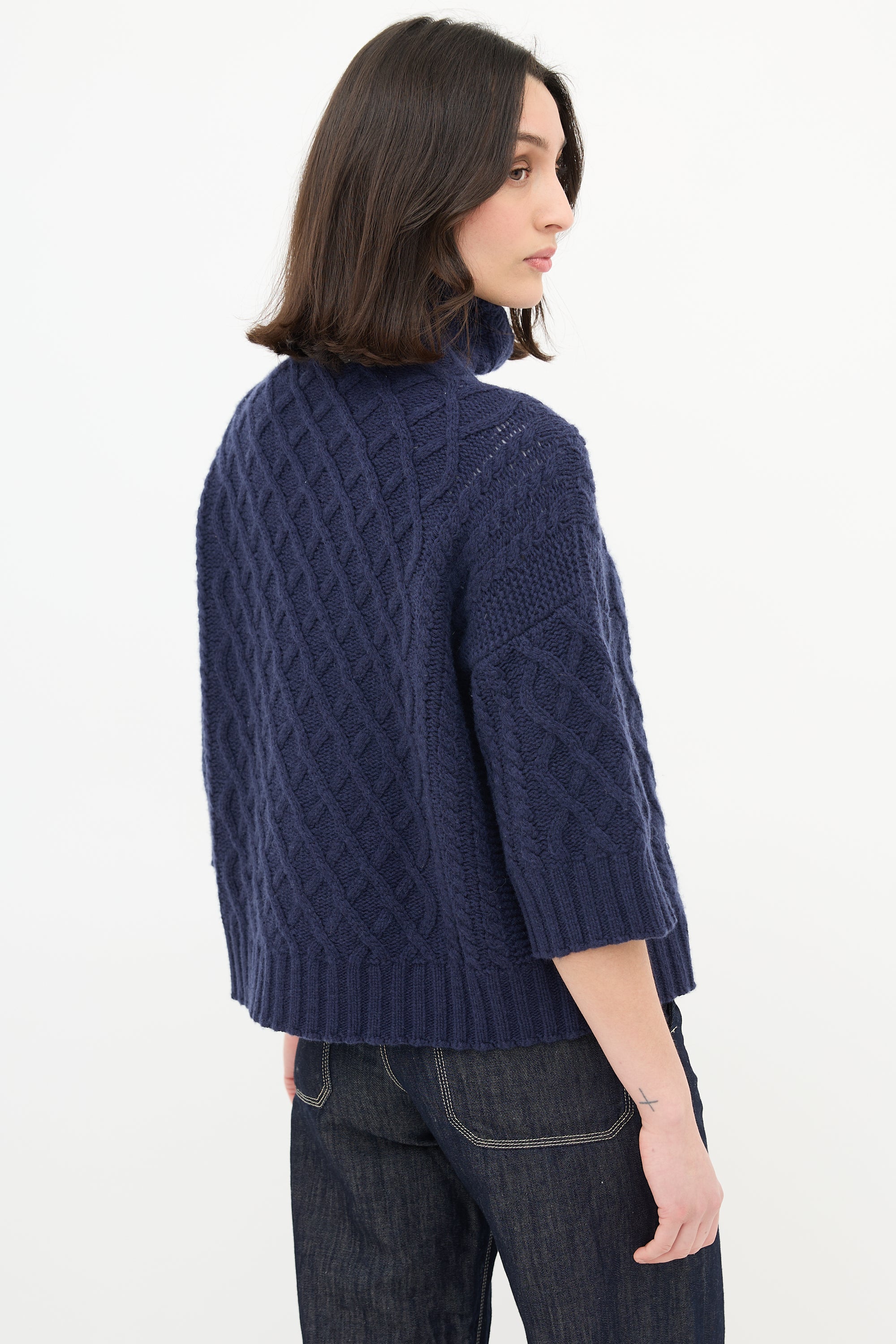 Max Mara Cable Knit Turtleneck Sweater
