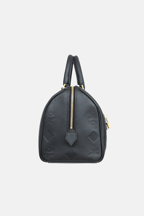 MCM Embossed Ella Boston Bag
