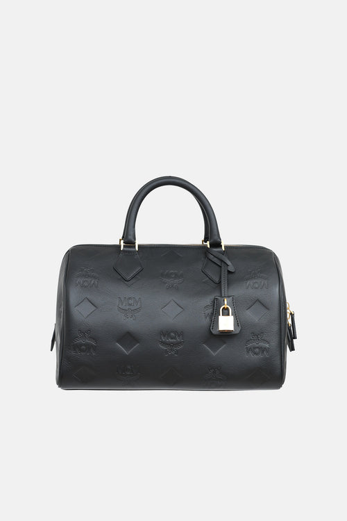 MCM Embossed Ella Boston Bag