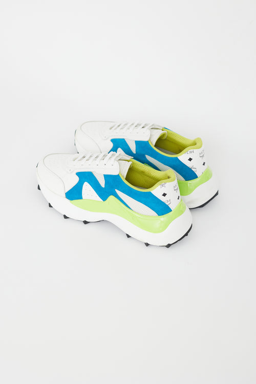 MCM White & Multicolour Visetos Leather Skystream Sneaker