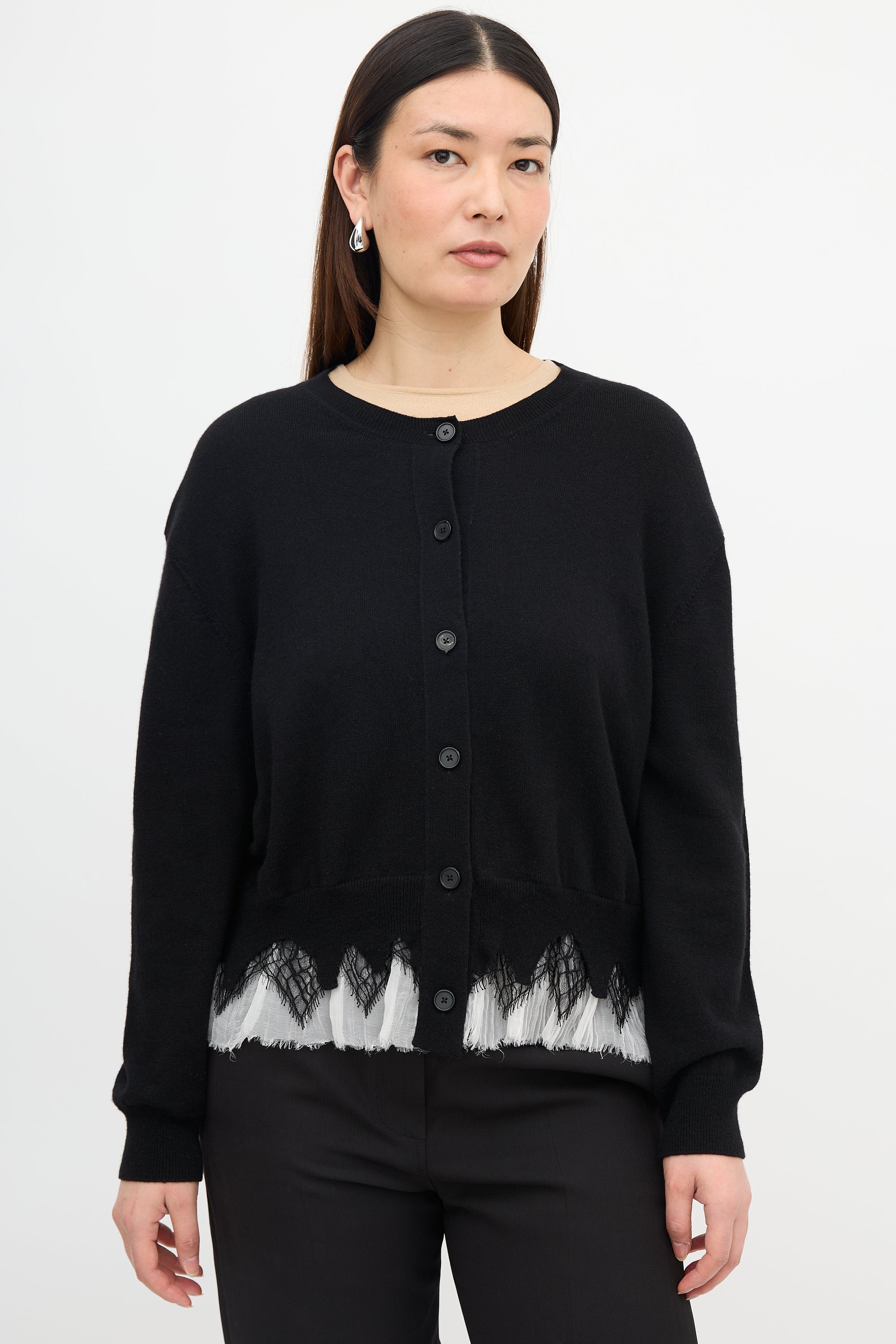 McQueen Wool Trimmed Hem Cardigan