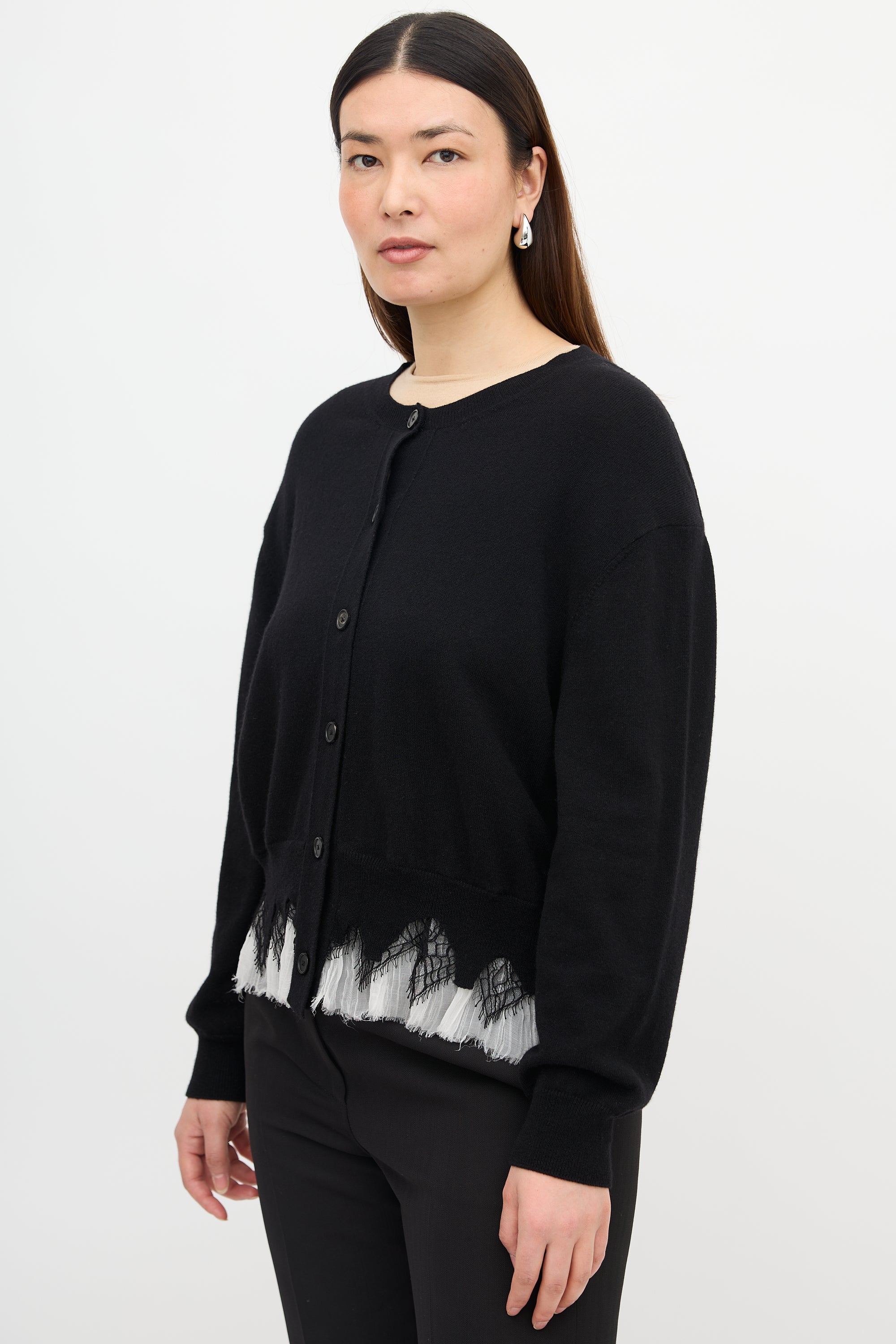 McQueen Wool Trimmed Hem Cardigan