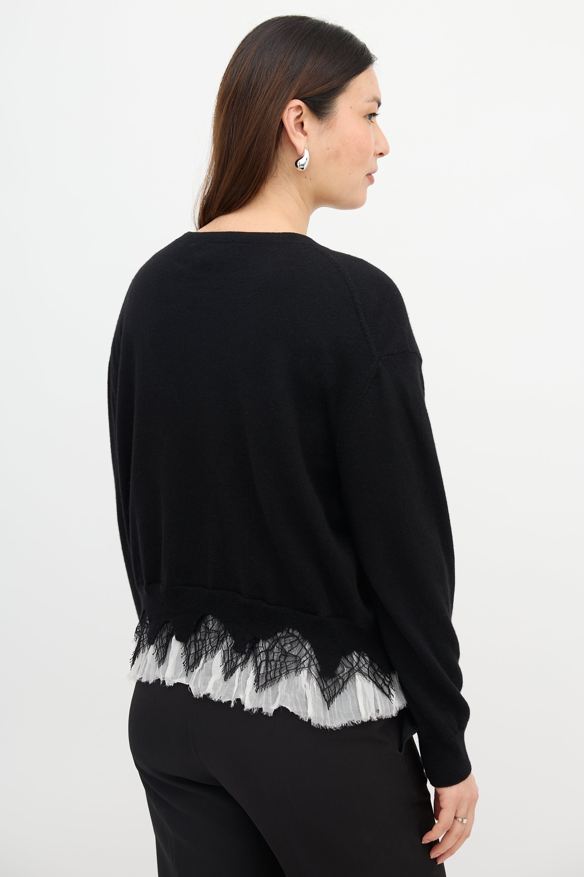 McQueen Wool Trimmed Hem Cardigan