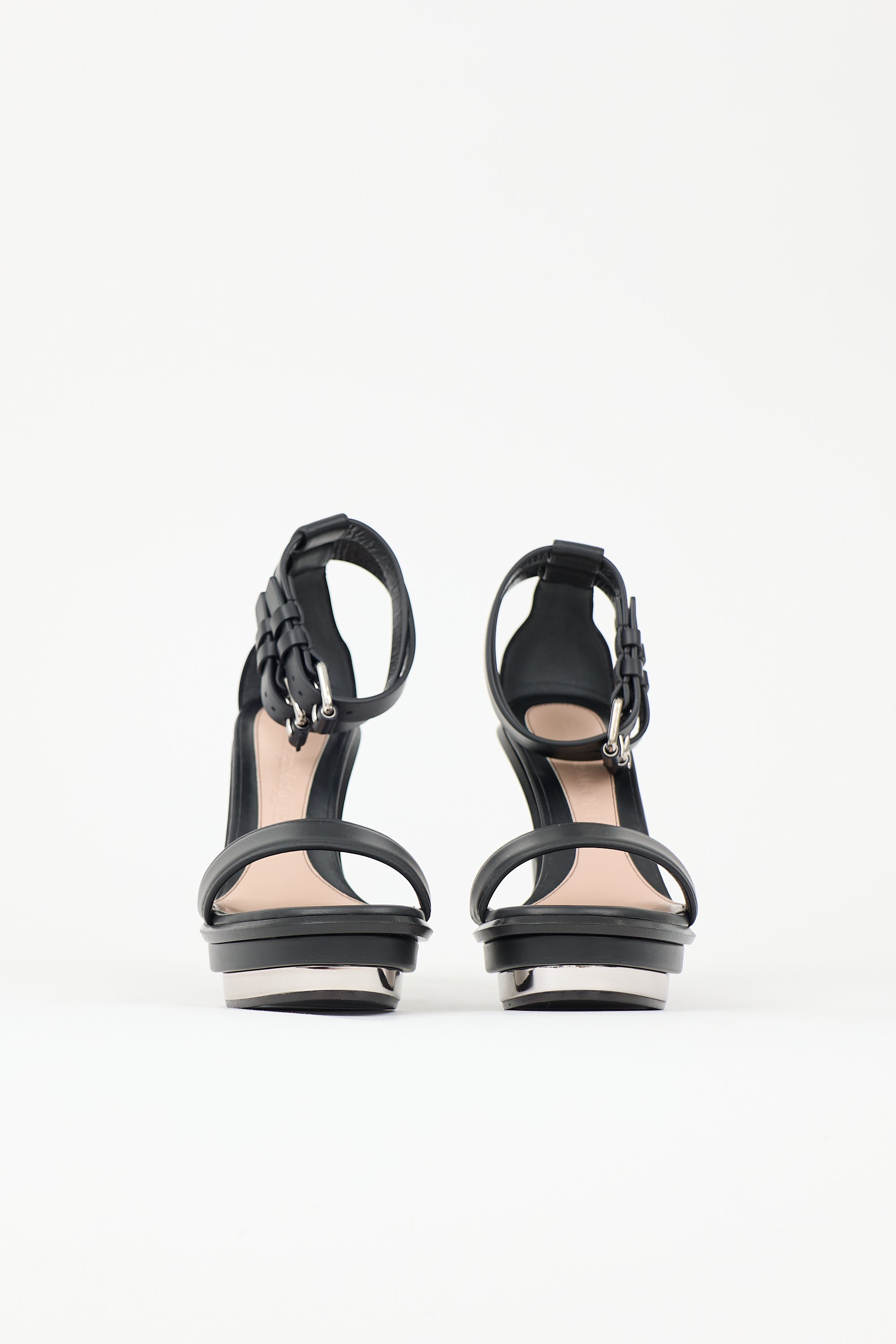 McQueen Leather Mirrored Wedge Heel