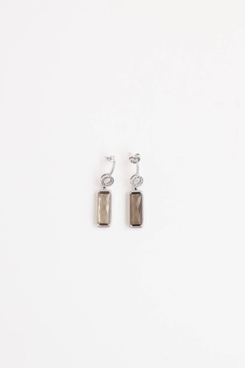 Fine Jewelry 10K White Gold Smoky Quartz and Diamond Drop Earrings
