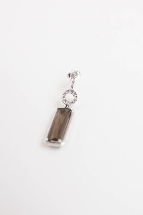 Fine Jewelry 10K White Gold Smoky Quartz and Diamond Drop Earrings