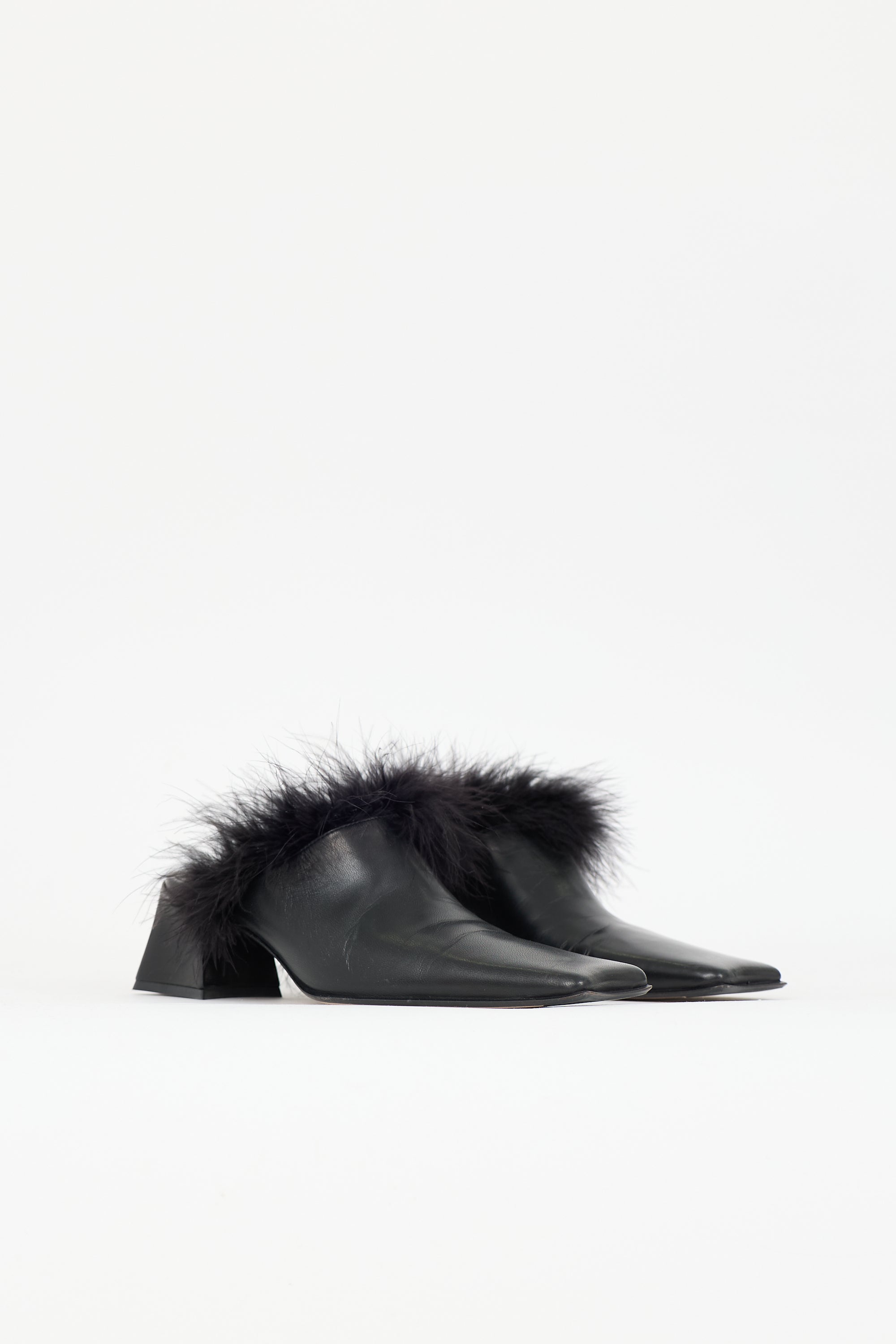Miista Leather & Feather Mule