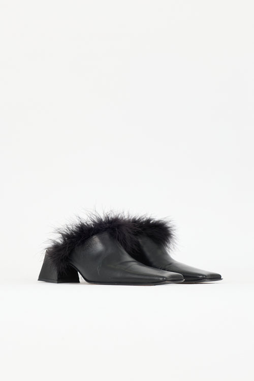 Miista Leather & Feather Mule