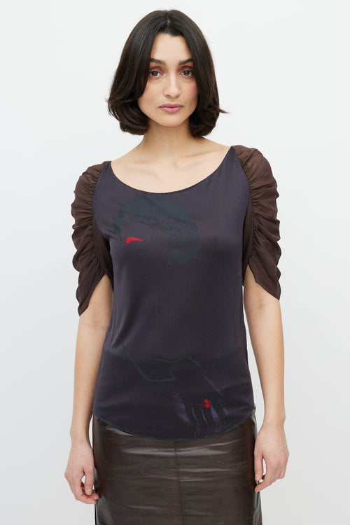 Chloé Black & Brown Sheer Top