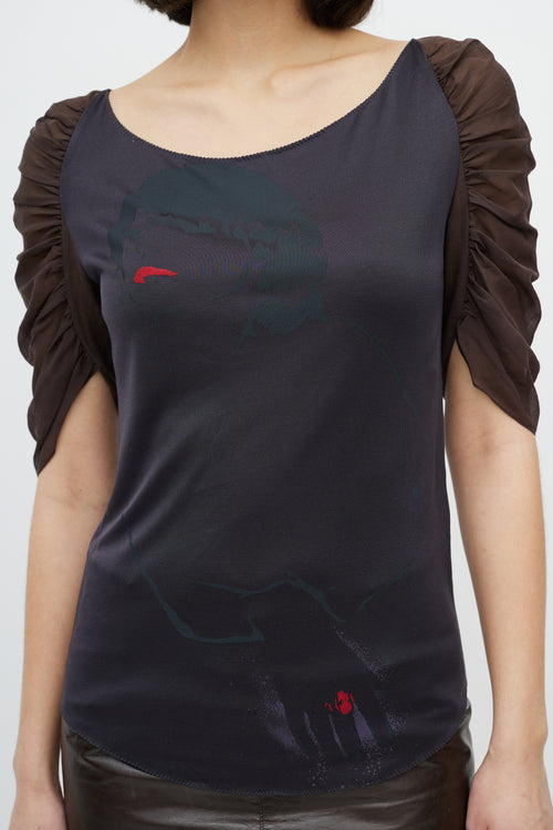 Chloé Black & Brown Sheer Top