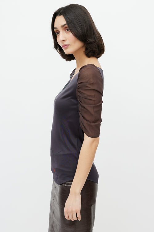 Chloé Black & Brown Sheer Top