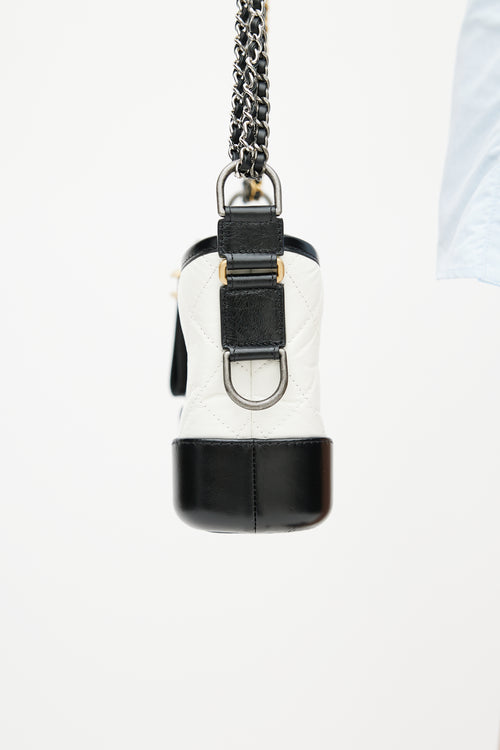 2018 Chanel White & Black Gabrielle Quilted Leather Bag