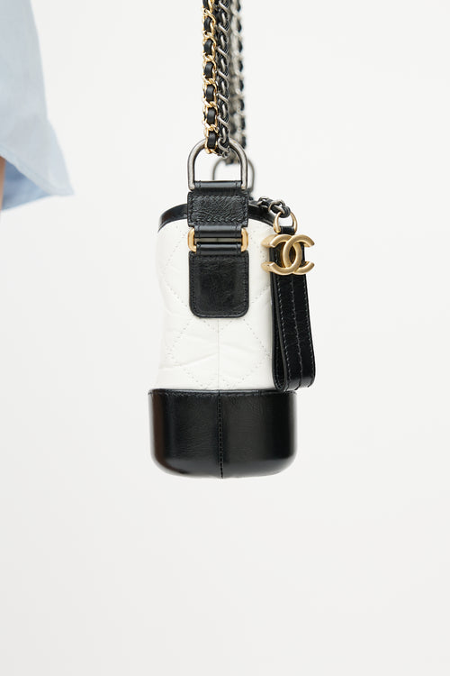 2018 Chanel White & Black Gabrielle Quilted Leather Bag