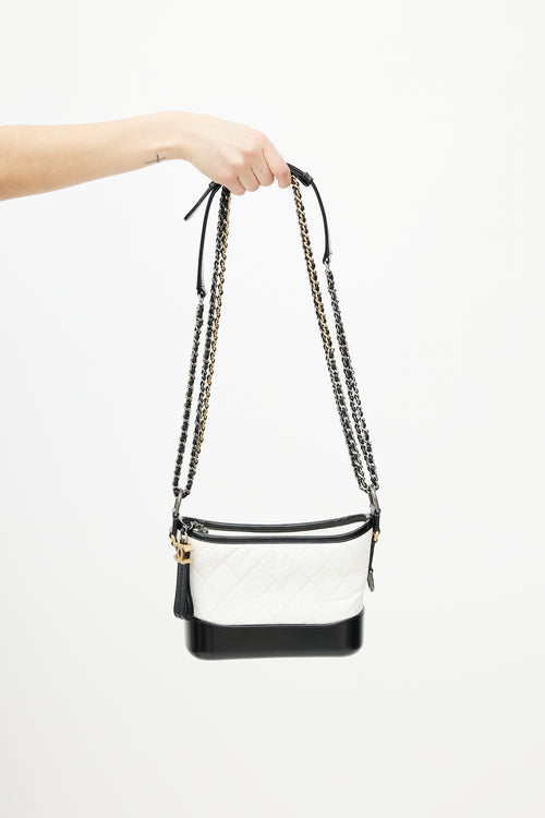2018 Chanel White & Black Gabrielle Quilted Leather Bag
