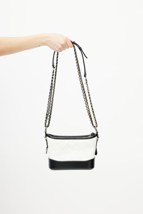 2018 Chanel White & Black Gabrielle Quilted Leather Bag