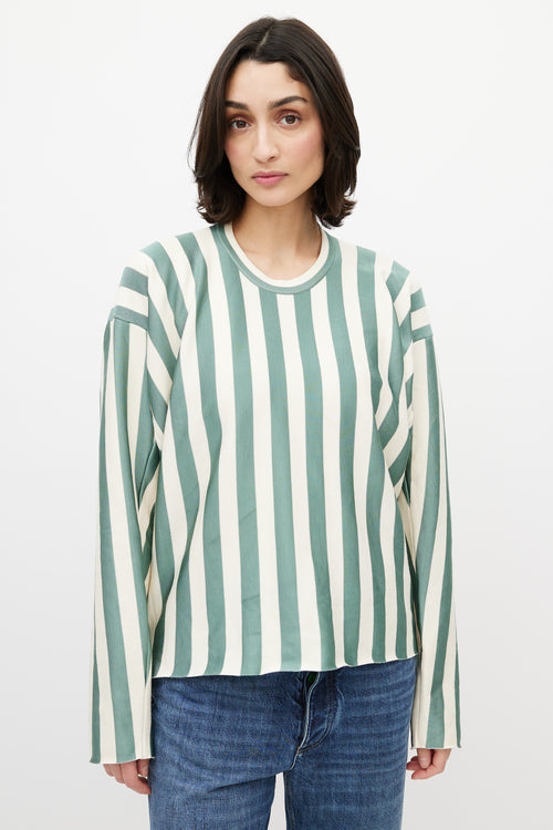 Celine Sage Green & Cream Stripe Top