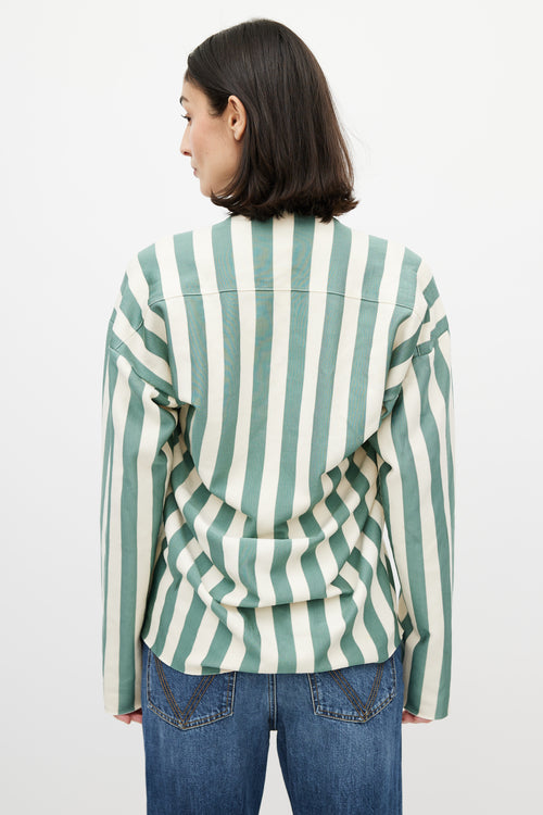 Celine Sage Green & Cream Stripe Top
