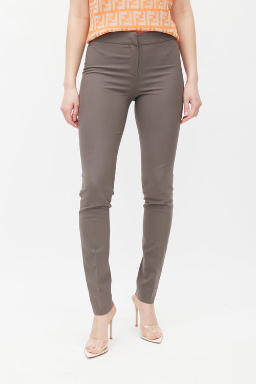 Fendi Taupe Wool Skinny Trouser
