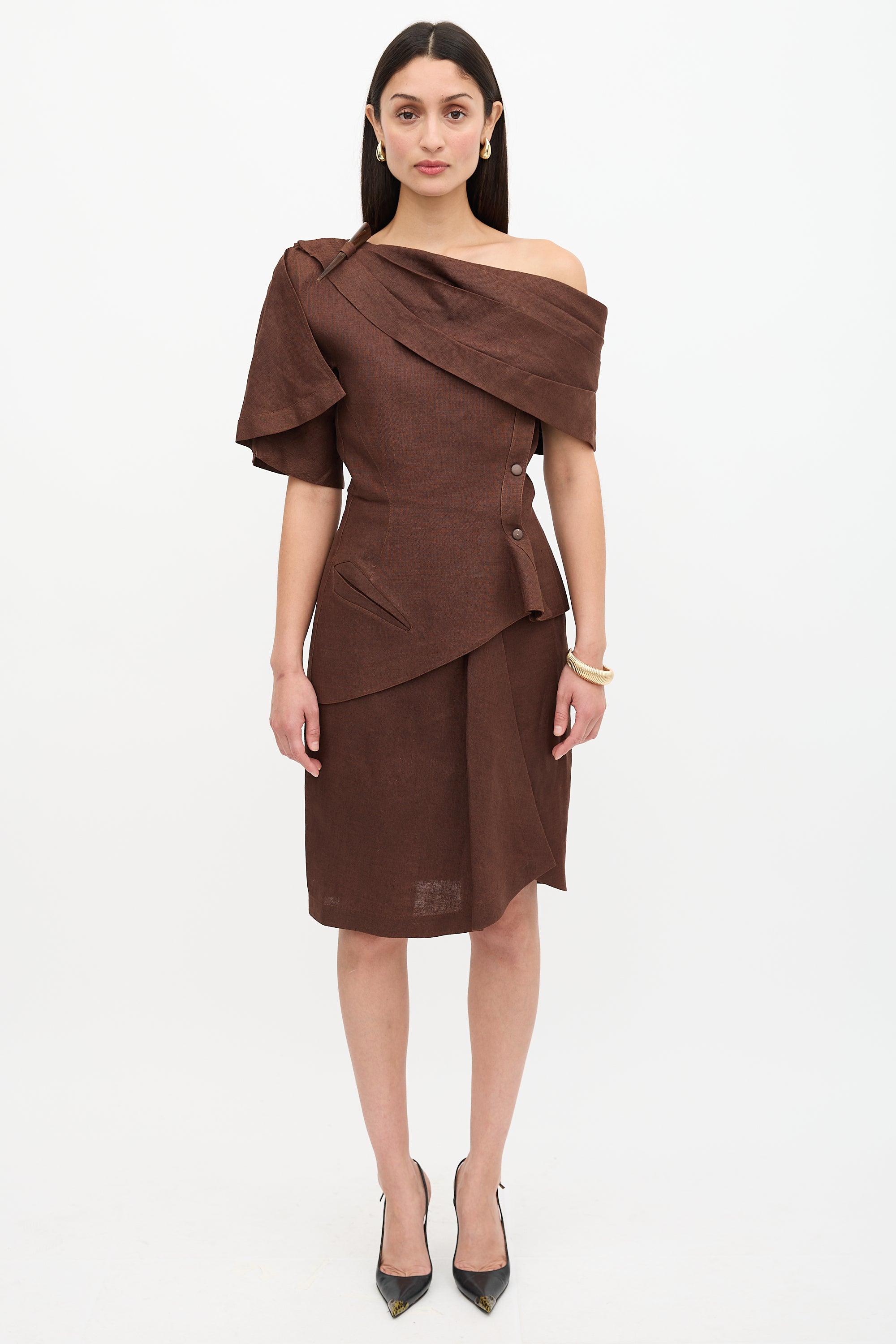 Mugler Vintage Linen One Shoulder Top