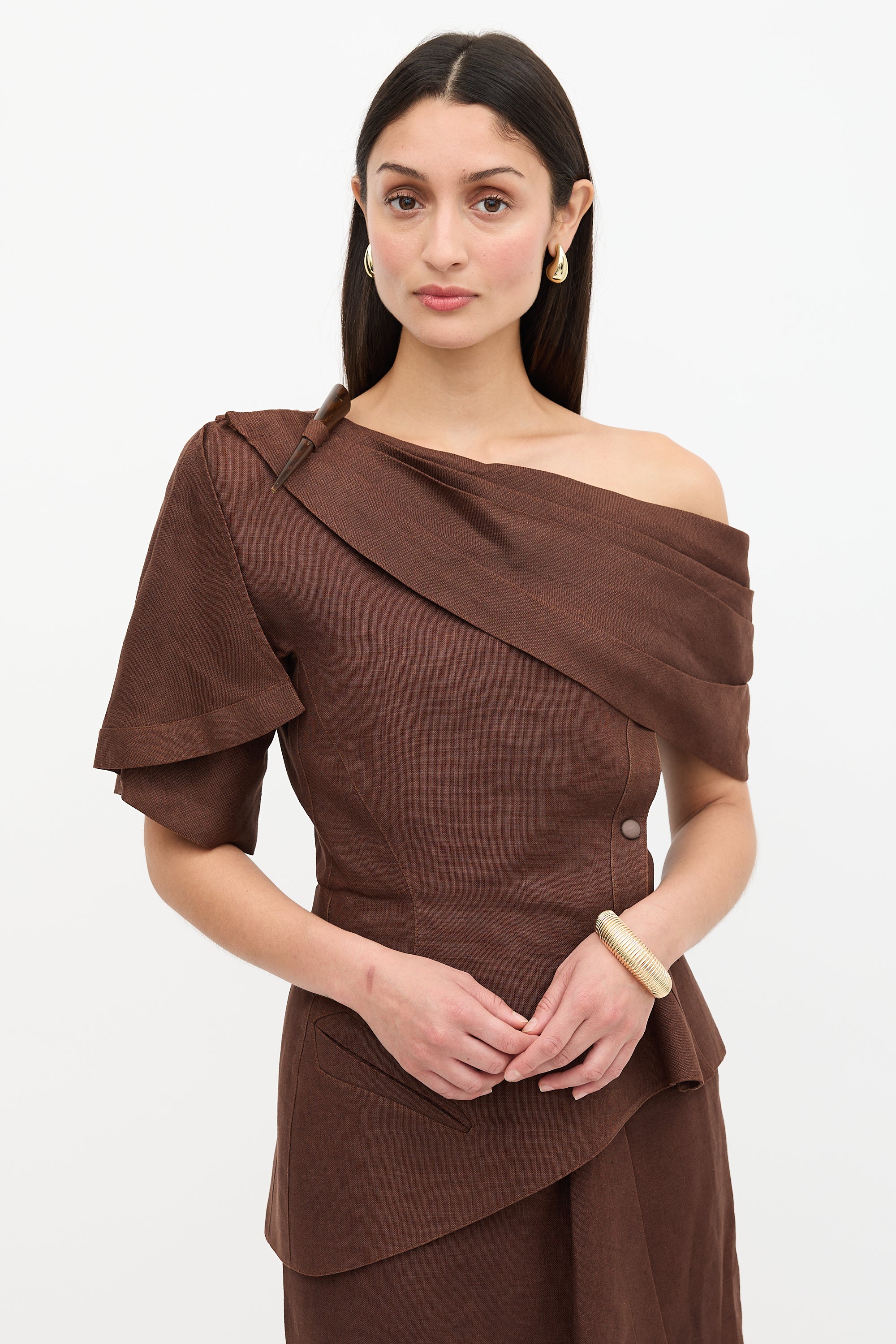 Mugler Vintage Linen One Shoulder Top