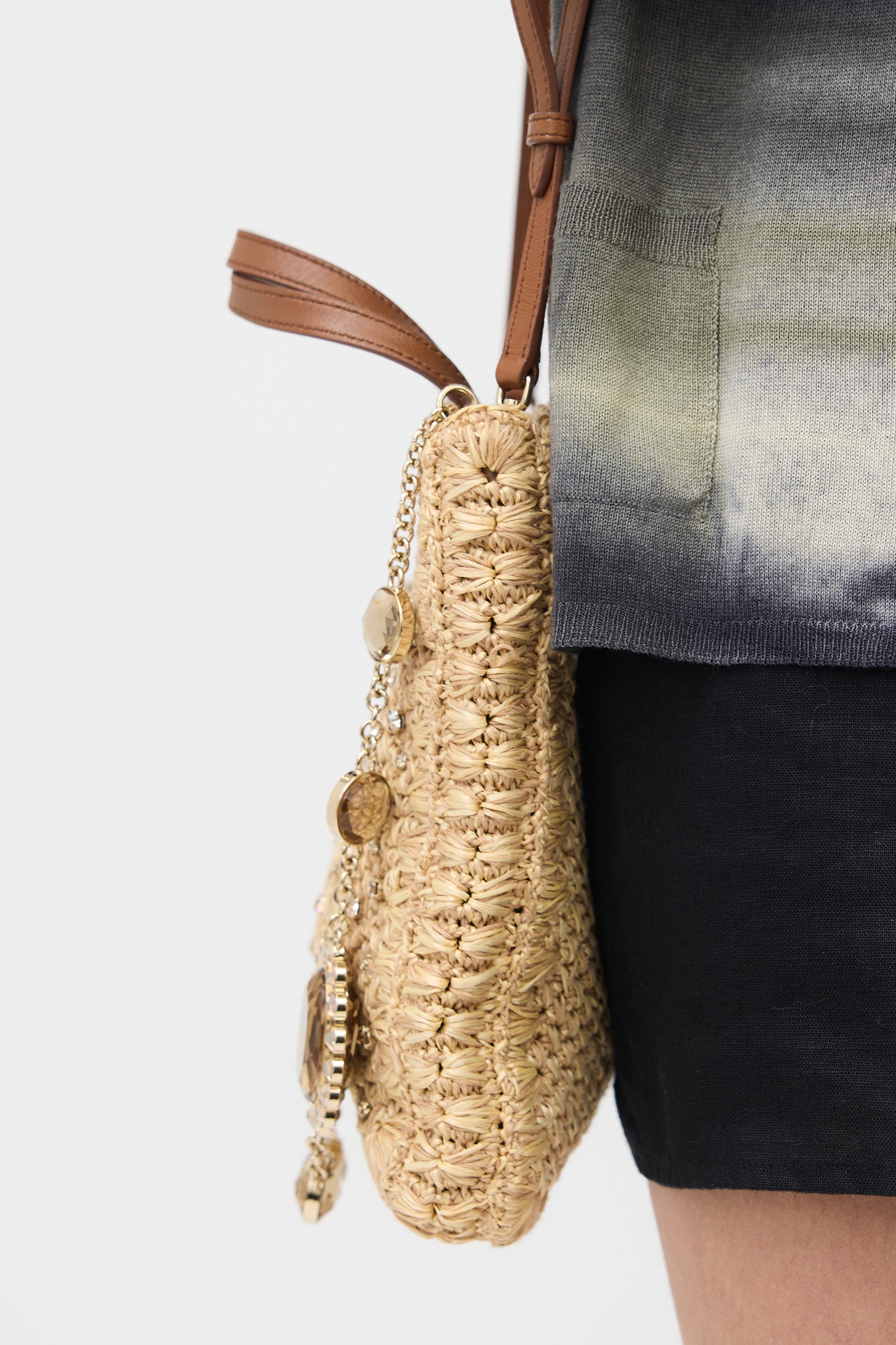 Miu Miu Raffia & Crystal Bag