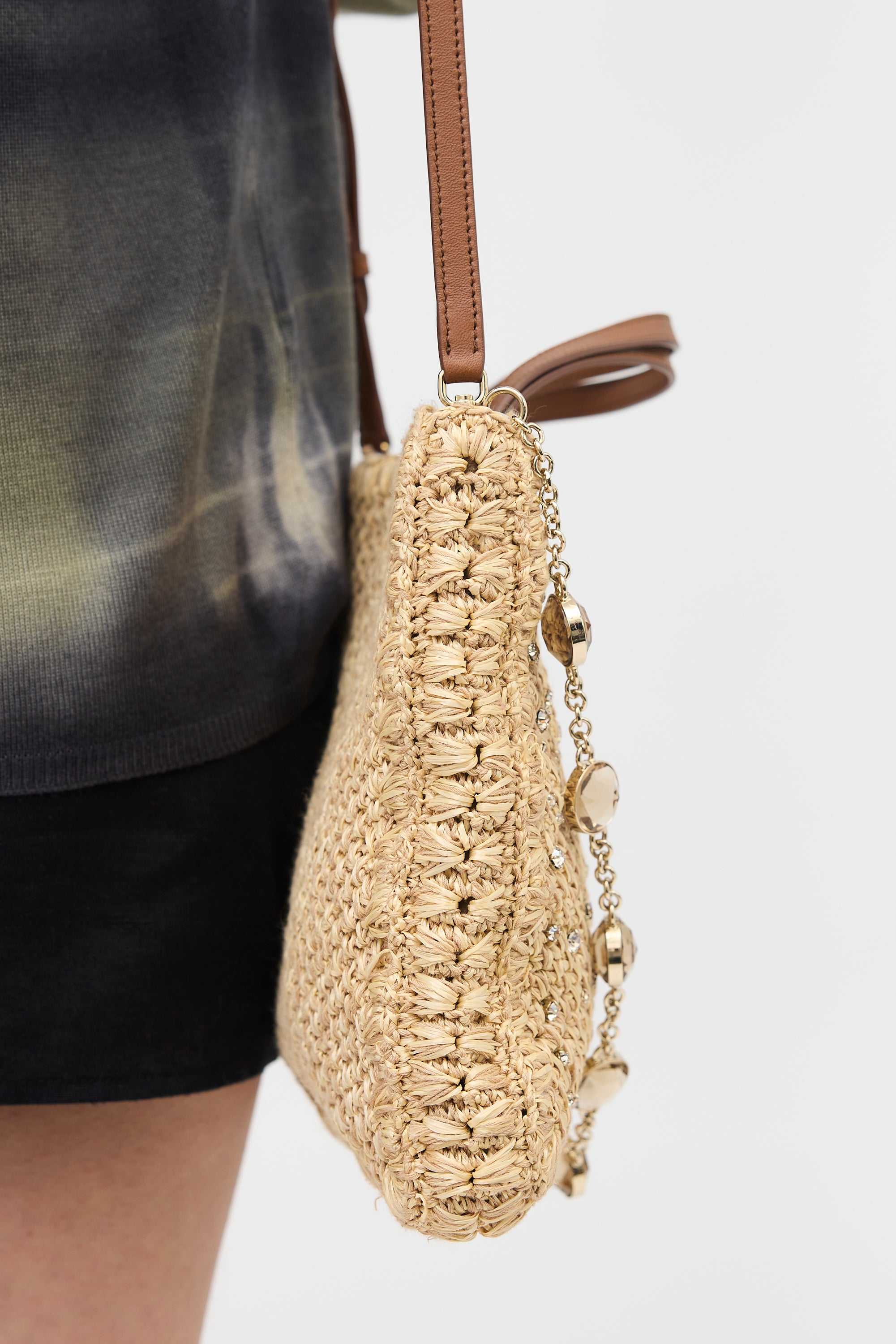 Miu Miu Raffia & Crystal Bag