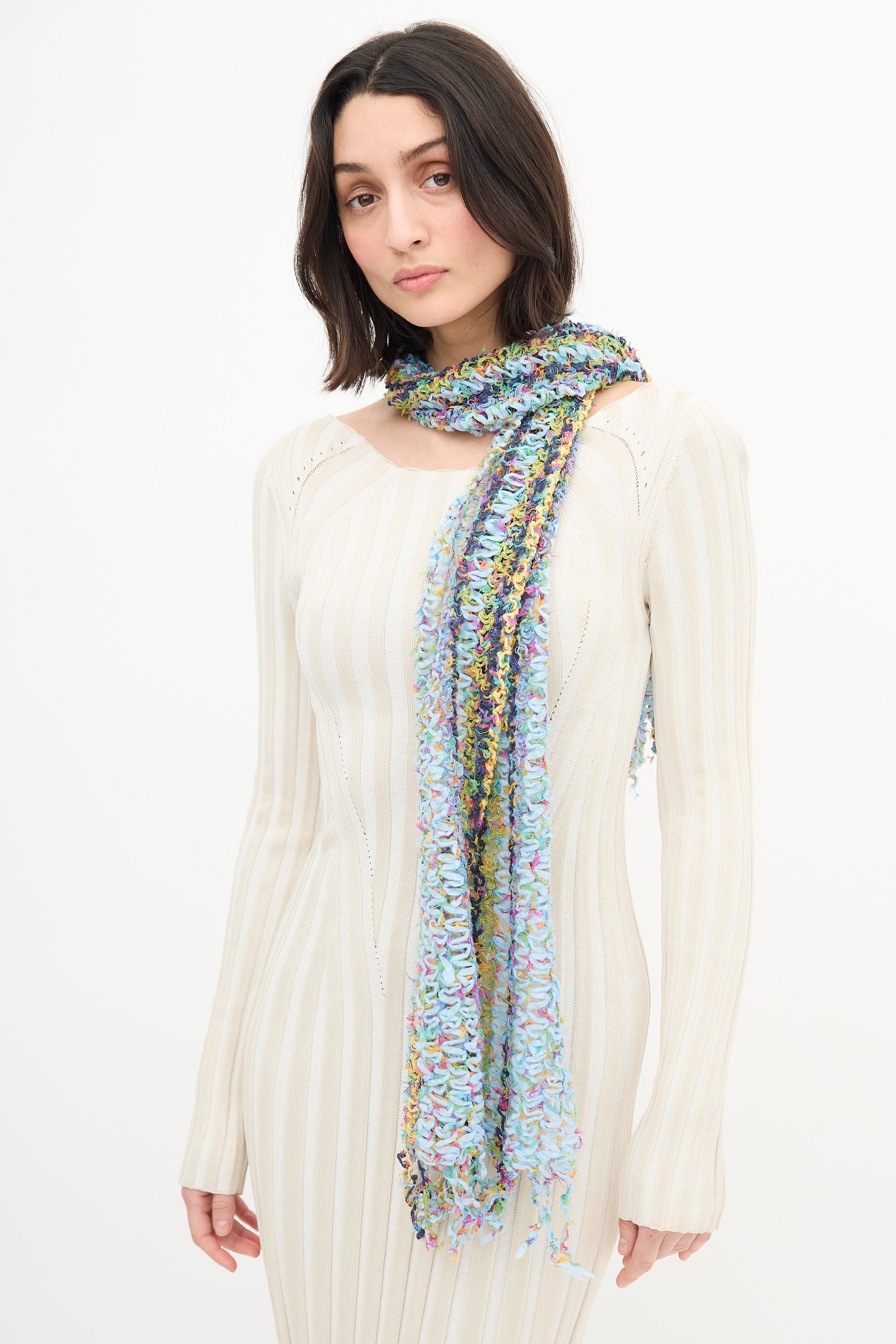 Missoni Light Blue & Multi Crochet Knit Scarf
