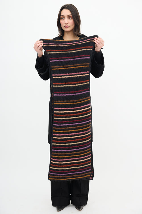 Missoni Black & Multi Striped Knit Scarf