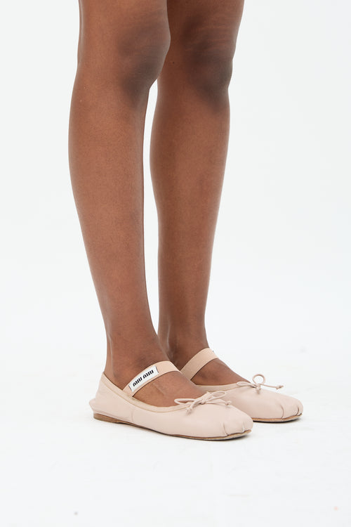 Miu Miu Leather Logo Ballet Flat