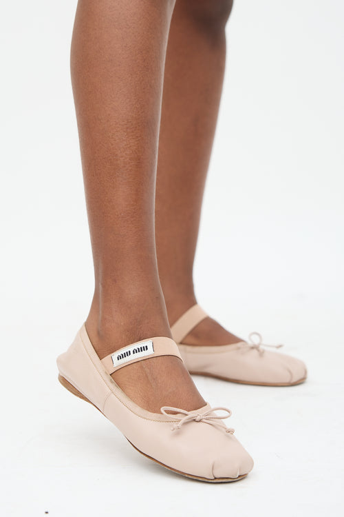 Miu Miu Leather Logo Ballet Flat