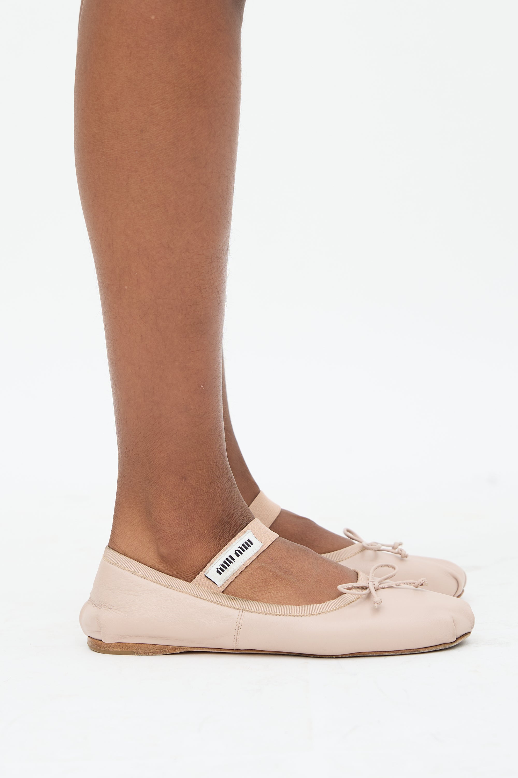 Miu Miu Leather Logo Ballet Flat
