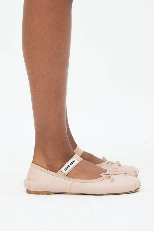 Miu Miu Leather Logo Ballet Flat