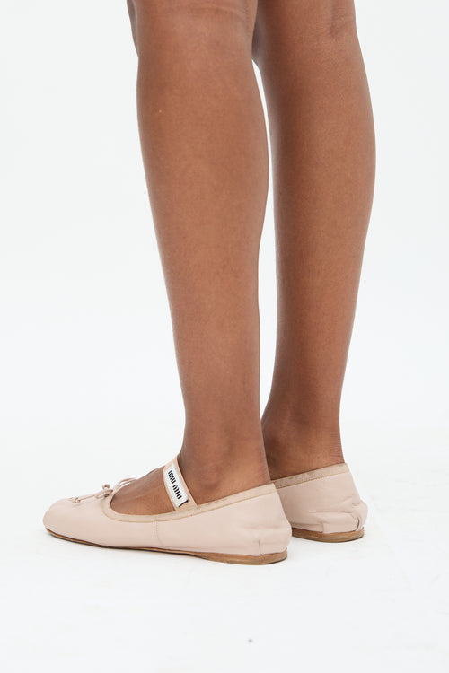 Miu Miu Leather Logo Ballet Flat