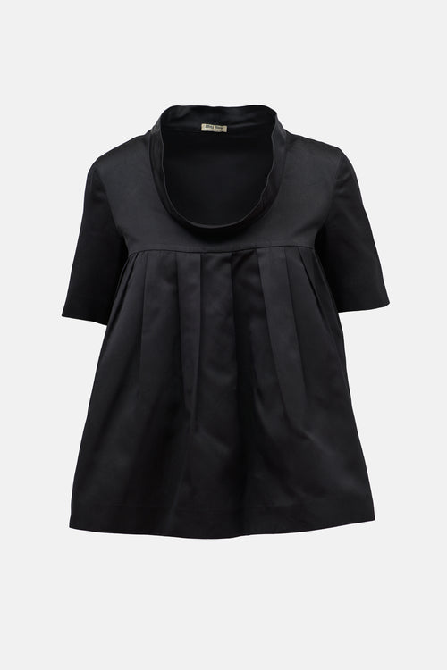 Miu Miu 2007 Silk Grosgrain Pleated Top