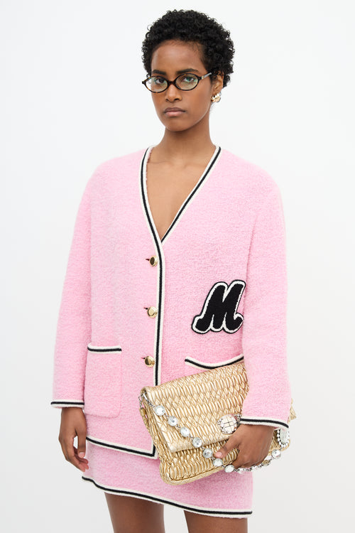 Miu Miu Metallic Matelasse Leather Crystal Bag