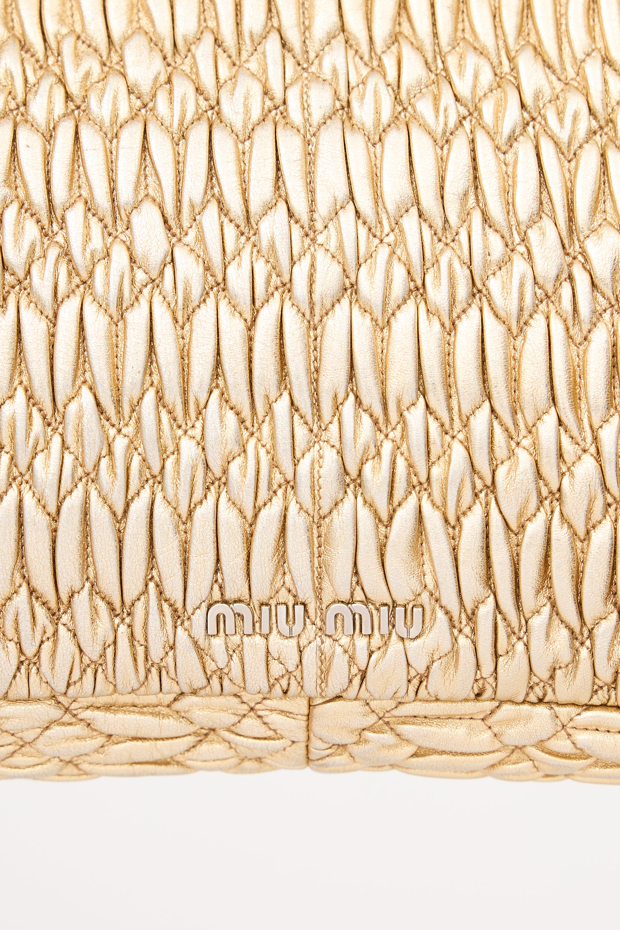 Miu Miu Metallic Matelasse Leather Crystal Bag
