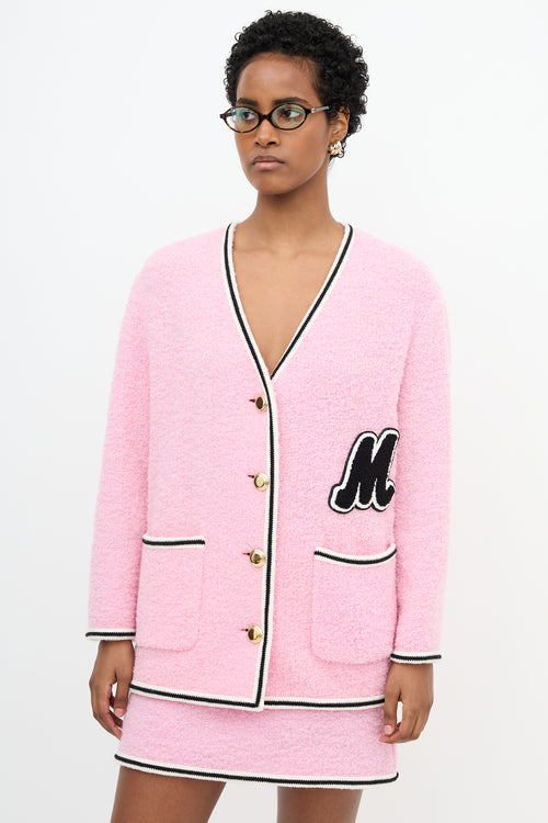 Miu Miu 2021 Boucle Patch Logo Cardigan