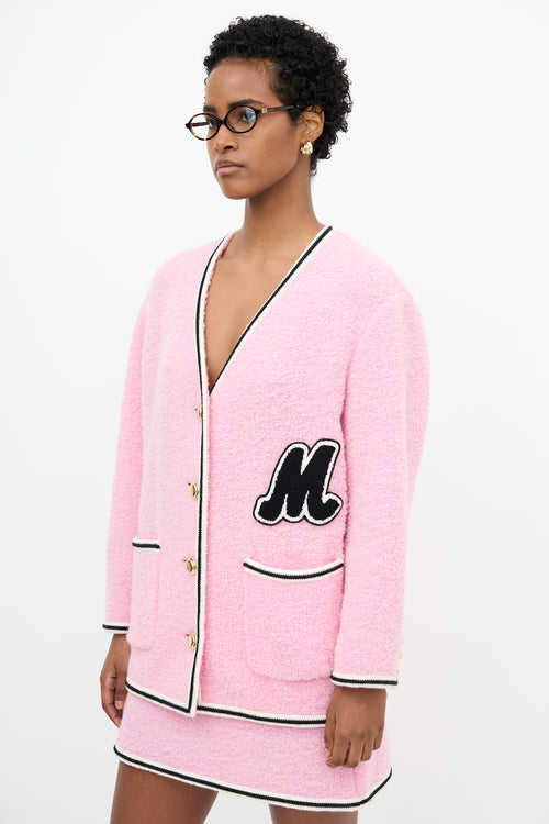Miu Miu 2021 Boucle Patch Logo Cardigan